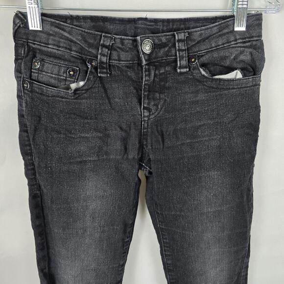 True Religion Gino Jeans Women's 10 Black Distressed Relaxed Slim - Picture 2 of 16